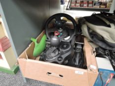 A Logitech Playstation Steering Wheel, Gear Shift and Pedals