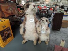Two modern Steiff Meerkats, 071249 Mungo, height 30cm and 045257 Cockie, height 20cm, both with