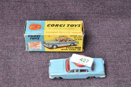 A Corgi diecast, 236 Corgi Motor School Car in light blue with red interior, in original box