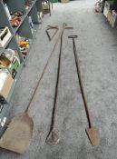 A set of LMS/BR Locomotive cast metal Fire Irons, Shovel, Poker and Leveller length approx 300cm,