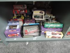 A shelf of Corgi Limited Edition and similar diecasts including Starsky & Hutch, Cadbrury, James