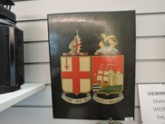 A Great Western Railway Coat of Arms painted on wooden plaque, 46cm x 36cm