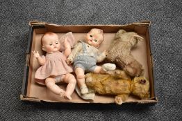 Two mid 20th century Pedigree Celluliod Dolls both dressed along with similar perion straw filled