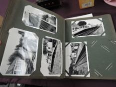 A vintage Postcard Album containing black & white and colour cards including Loco's in action and