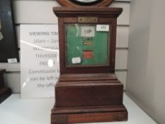 A GWR Signal Box Block Instrument, Up Line Train On Line in mahogany case with brass blaque GWR