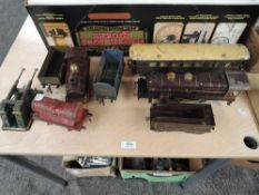 A collection of 0 gauge comprising, Hornby 4-4-2 clockwork Loco & Tender 31240 Nord brown 31801, 0-