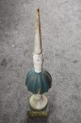 A cast iron Square Post Signal Finial, painted green and white, height 98cm, signs of repair seen