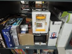 A shelf of mixed Toys and Games including Peter K Bot Robot, Estes Astrocam Rocket, Roller Coaster