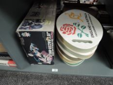 A Taiyo Radio Controlled Jet Racer 4WD in original box along with 6 1990's England Rugby Ball shaped