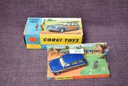 A Corgi diecast, 440 Ford Consul Cortina Super Estate Car, golfer and caddie present, trolley and