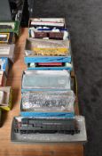 A Athearn kit built HO scale Southern Pacific Locomotive along with 13 Athearn and similar kit built