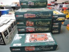 Thirteen Corgi Classics diecasts, The Connoisseur Collection Buses including limited editions 33802,