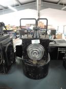 A LMS Railway Signal Lamp by Lamp Manufacturing & Railway Supplies, having two brass plaques and