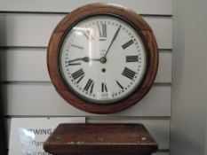 A LMS Signal Box Clock having roman numeral dial numbered 1595 in mahogany case, key present, dial