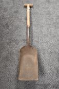 A Railway Related Coal Iron Shovel having replacement wooden handle, no markings seen
