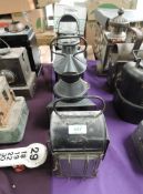 Four Railway Related Lamps including LMS Tri Coloured, BR (M) and similar
