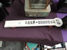 A cast metal Signal Box Lever 29, painted white with black numbering, further numbers 18,19,22,30,