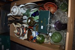 A miscellaneous collection of items including a boxed Minton 'Marlow' condiments set, a Paragon '
