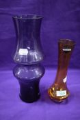 Two modern Dartington art glass vases, 29cm and 22cm tall both in good condition.