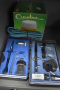 Two cased DMT airbrush systems with hose and clean pot
