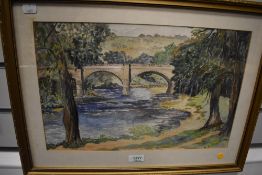 Sandham (20th Century) a watercolour River Bridge signed 27 x 42cm mounted framed and glazed 40 x