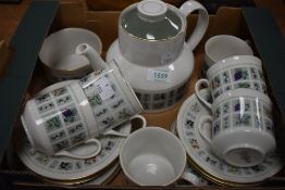 A modern Royal Doulton Tapestry pattern part tea set.