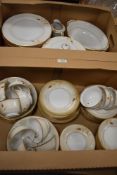 Two boxes of gilt rimmed Oriental dinnerware
