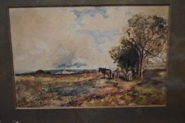 (19th/20th century), a watercolour, rural pack horse route, 14 x 21cm, later mounted framed and