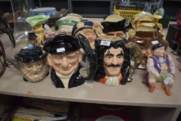 An assortment of Royal Doulton, Beswick, Melba ware and similar character jugs, tankards and a