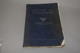 A manual of instructions for the Alvis three litre model T.D.21.