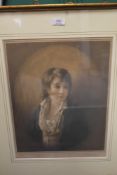 A framed, glazed and mounted vintage print of a young boy in a blue coat, after Henry Raeburn.