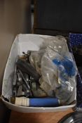 A mixed box of various vintage door parts etc, including window winders, handles, ash trays etc.