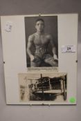 A framed postcard of Randolph Terpin with facsimile signature and a pre match photograph.