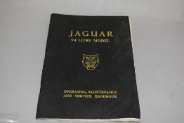 A Jaguar 3.4 litre model operating, maintenance and service handbook.