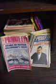 A selection of Viz and Private eye magazines.