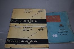 An owners service guide for the Rover 2000, UK edition, sold with an owners instruction manual for