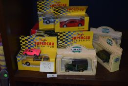 A selection of modern die cast model cars including Maisto and Promotors.