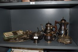 A selection of vintage flatware, including cutlery, napkin rings, rose bowl, cruet etc.