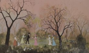 After Helen Bradley MBE (British 1900-1979) colour print, 'All on an April Evening' withina green