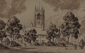 Albert Thomas Pile (British 1882-1981) ink and monochrome watercolour wash, a view of St Martin's
