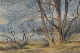After Edward Jeffrey (British 1898-1978) colour print, a view of Derwentwater, mounted, framed and