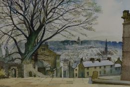 Local interest: David Walsby (local contemporary) watercolour 'Lancaster from The Priory Steps'