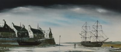 After Ronald Norman Folland (British b.1932) a mid-century coloured estuary scene print, entitled '