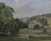 Claude Horsfall (British 1907-2003) oil on board, 'Hubberholme Church' (Skipton) signed lower right,