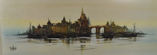 After Ronald Norman Folland (British b.1932) a mid-century coloured river scene print, entitled '