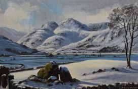 Local Interest* T R Sanderson (British 20th century) oil on board 'Winter in Langdale' signed