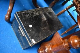 A metal deed box