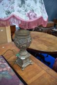 A reproduction table lamp