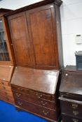An 18th Century oak bureau bookcase , height approx. 213cm