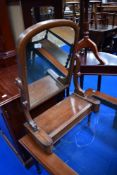 A Victorian mahogany toilet mirror having lift lid to base